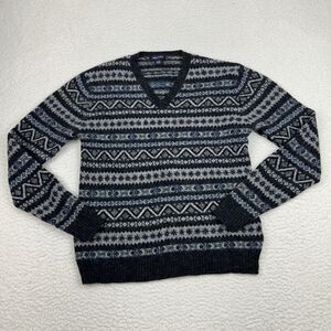 Vintage‎ Nautica Sweater Mens Large 100% Wool Fair Isle V Neck Christmas Party